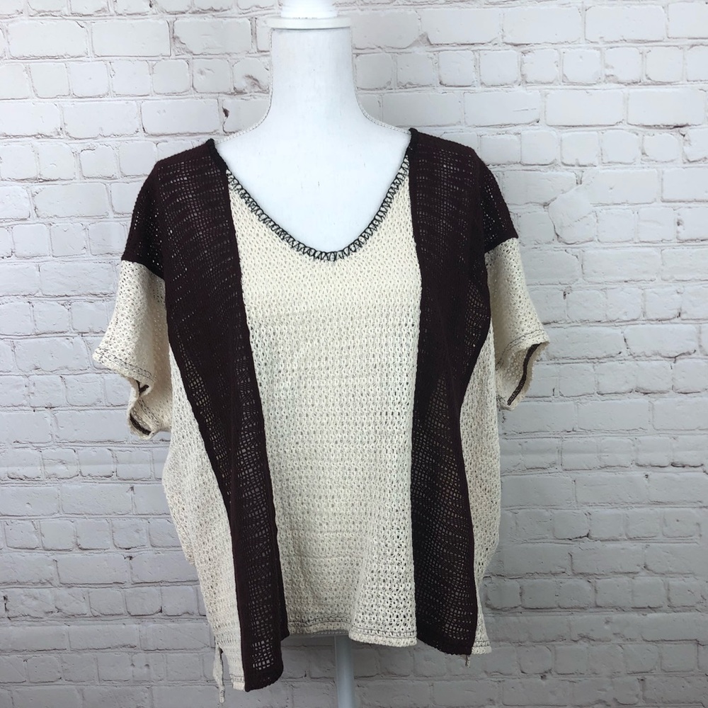 Sanctuary Crocheted Knit V-neck top!